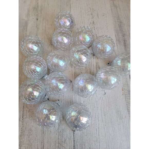 Fish net silver mini ball ornament Xmas set unique decor - Picture 7 of 7